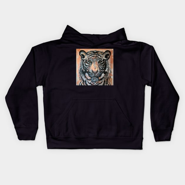 Inner Light Abstract Tiger Art Kids Hoodie by angieslittleart